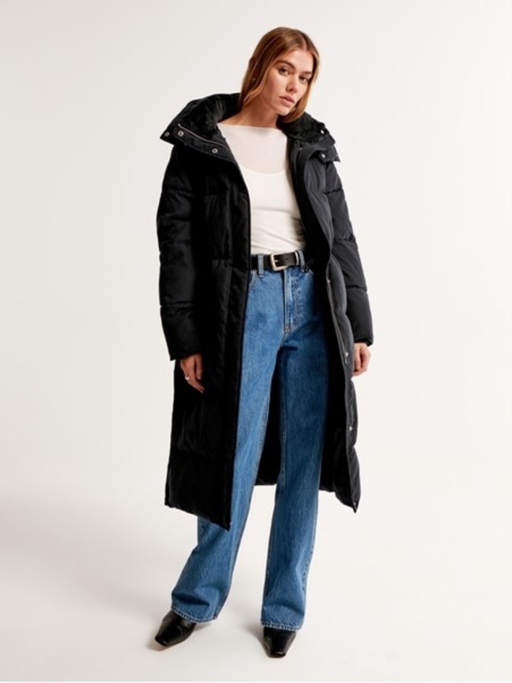 Abercrombie & Fitch Women’s Ultra Long Black Puffer Coat